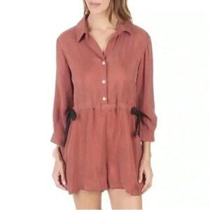 Sandro Paris Romper Feu Side Tie Playsuit Shorts Jumpsuit Cinnamon EU36 US4